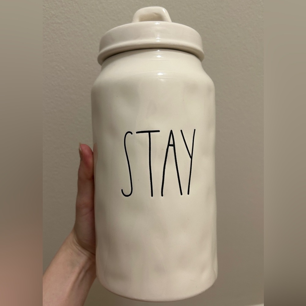 Rae Dunn STAY Ceramic Jar Cannister with Seal Close Lid
